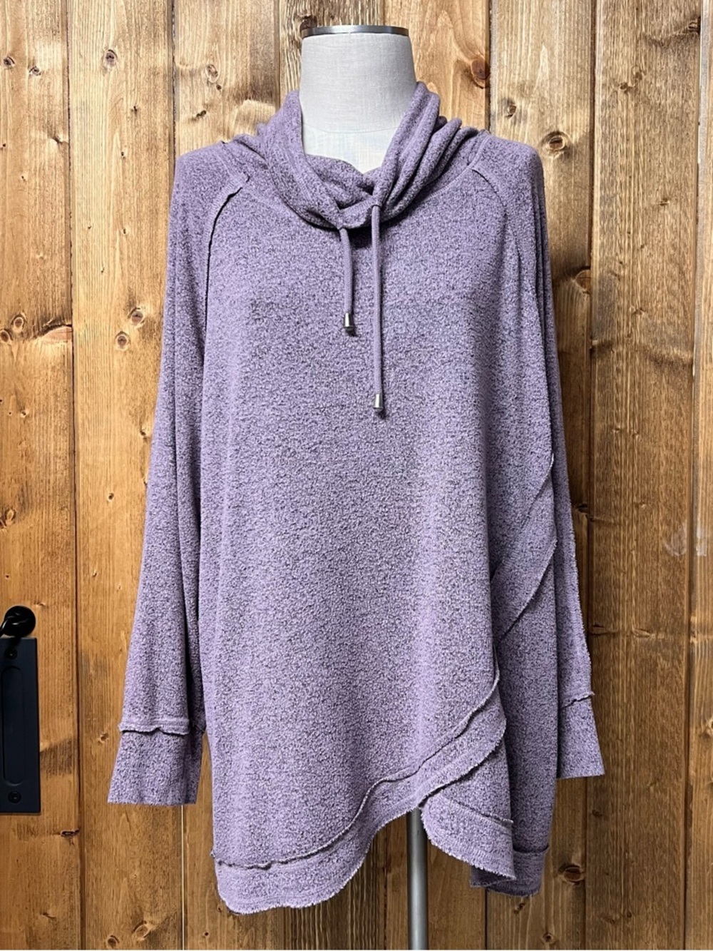 Market & Spruce 2X Purple Cowl Neck Longline Loungewear Lightweight Sweater - Picture 2 of 6